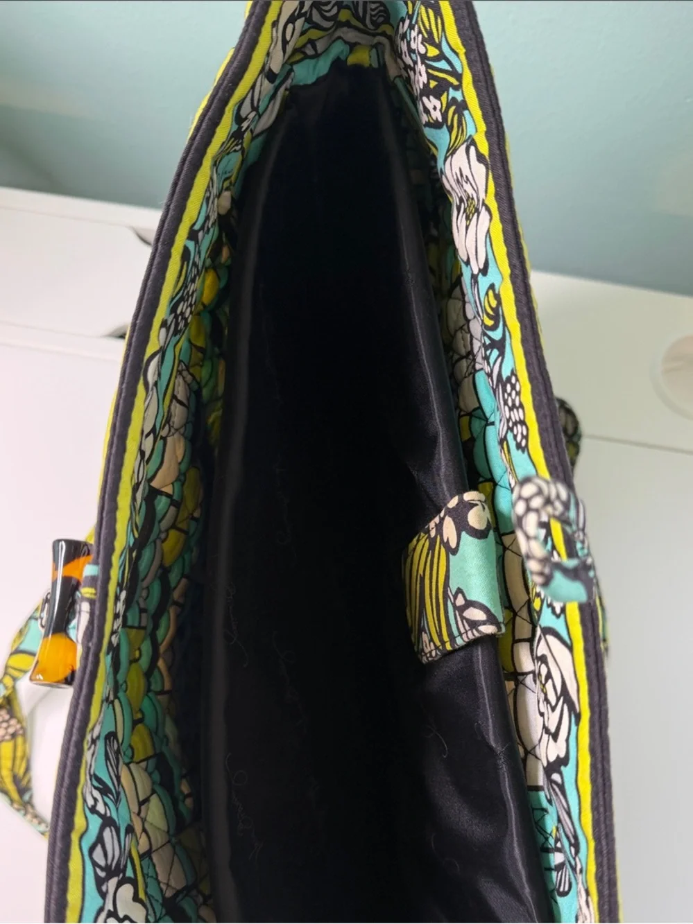 Vera Bradley Quilted Laptop Tote in Turquoise, Lime & Cream Floral